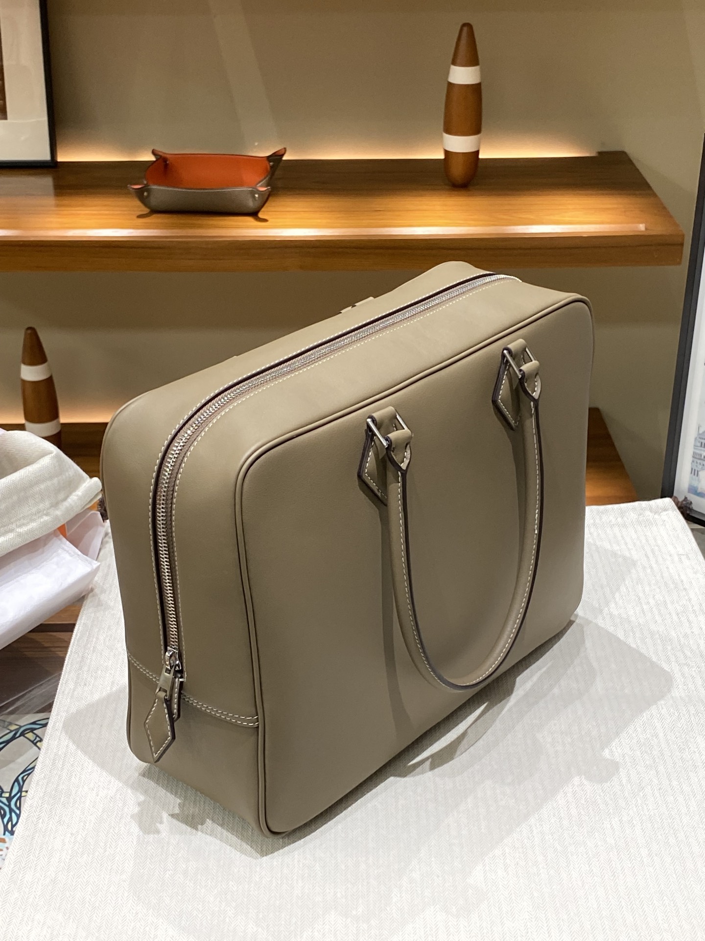 Hermès愛馬仕一比一Plume羽毛包 大象灰32cm Swift皮革 高端大容量手提包