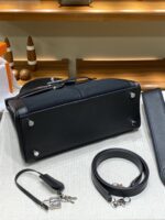 Hermès愛馬仕高仿Herbag Kelly赫本包 雙拉鍊帆布拼皮銀扣 優雅氣質法式設計