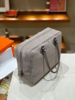 Hermès愛馬仕一比一Plume羽毛包 灰色拼接32cm Swift＋磨砂皮 雙材質精緻大容量手提包