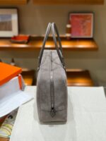 Hermès愛馬仕一比一Plume羽毛包 灰色拼接32cm Swift＋磨砂皮 雙材質精緻大容量手提包