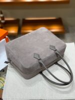 Hermès愛馬仕一比一Plume羽毛包 灰色拼接32cm Swift＋磨砂皮 雙材質精緻大容量手提包