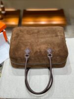 Hermès愛馬仕高仿Plume羽毛包 咖啡色32cm Swift拼磨砂皮 高級工藝奢華手提包
