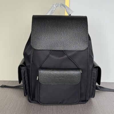 Prada 原單雙肩背包 黑色款 8457-6 高仿等級 義大利小牛皮拼尼龍 超大容量爆款