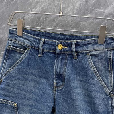 LV 驢牌 高端精品仿製 牛仔短褲 新款潮流休閒剪裁 男士透氣百搭款