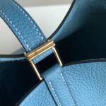 Hermès 原單 Picotin 22菜籃包 牛仔藍金扣 TC皮革 手工縫線 休閒法式風格