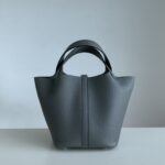 Hermès A貨 Picotin 22菜籃包 積雨雲灰TC皮革 銀扣手工縫製 法式時尚典雅