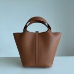 Hermès 原單Picotin 22CM金棕銀扣TC皮水桶包 手工縫製 百搭時髦法式風格
