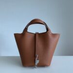 Hermès 原單Picotin 22CM金棕銀扣TC皮水桶包 手工縫製 百搭時髦法式風格