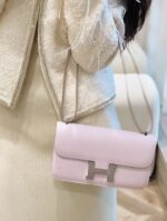 Hermès 高仿 Constance Elan康康包 粉紫銀扣 新版單層附鏡 時尚氣質百搭款