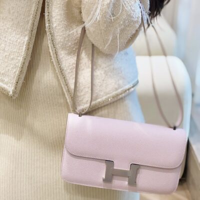 Hermès 高仿 Constance Elan康康包 粉紫銀扣 新版單層附鏡 時尚氣質百搭款