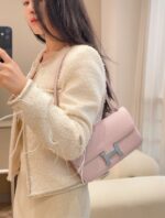 Hermès 高仿 Constance Elan康康包 粉紫銀扣 新版單層附鏡 時尚氣質百搭款