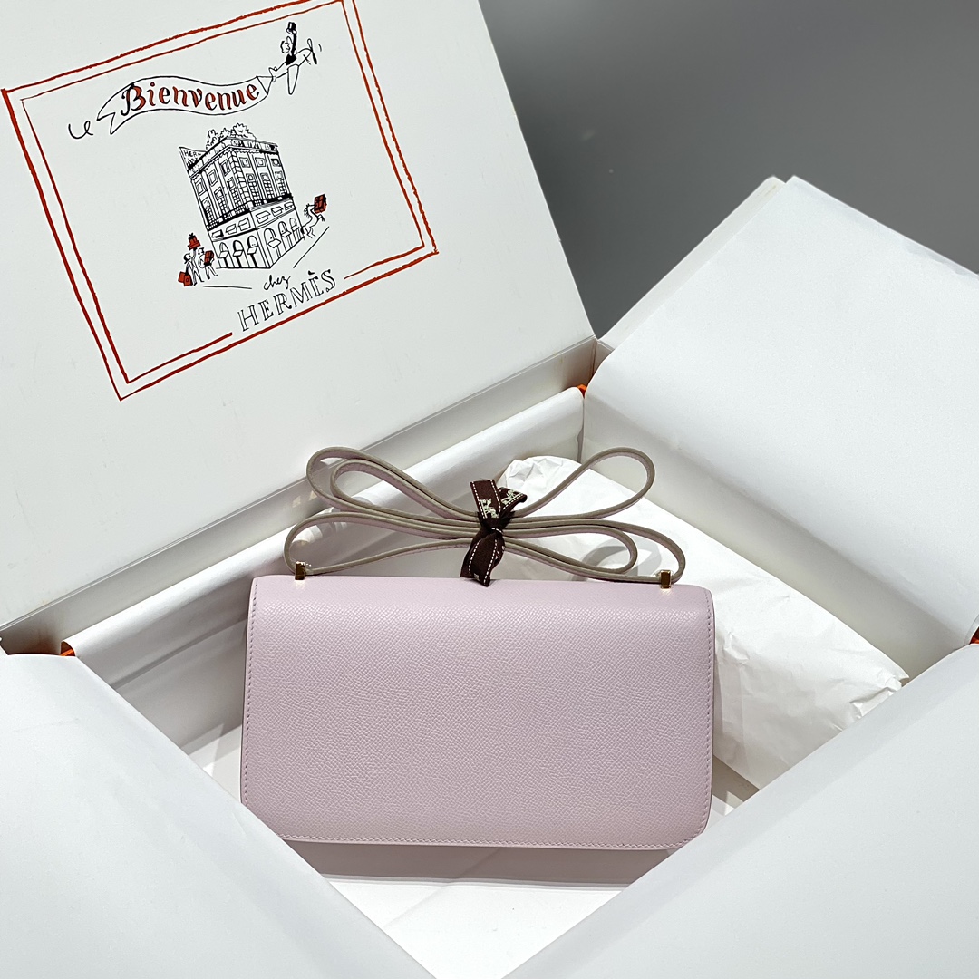 Hermès 高仿 Constance Elan康康包 粉紫銀扣 新版單層附鏡 時尚氣質百搭款