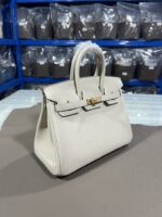 Hermès 一比一Birkin奶昔白25/30CM鉑金包 Togo皮金扣 手縫細節 高端優雅設計