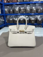 Hermès 一比一Birkin奶昔白25/30CM鉑金包 Togo皮金扣 手縫細節 高端優雅設計