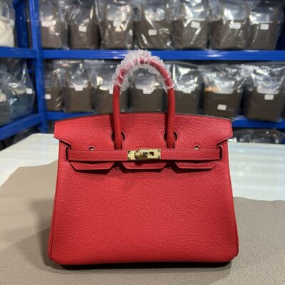 Hermès 復刻版Birkin大紅色25/30CM鉑金包 Togo皮金扣 手工精縫 氣勢女王款