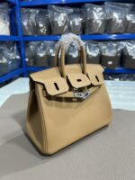 Hermès 頂級原單Birkin奶茶色25/30CM鉑金包 Togo皮銀扣 減法油邊工藝 知性高級感