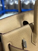 Hermès 頂級原單Birkin奶茶色25/30CM鉑金包 Togo皮銀扣 減法油邊工藝 知性高級感