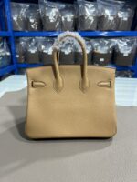 Hermès 頂級原單Birkin奶茶色25/30CM鉑金包 Togo皮銀扣 減法油邊工藝 知性高級感