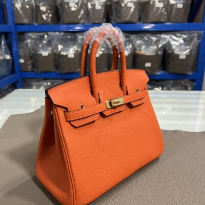 Hermès 精品仿製Birkin橙色25/30CM鉑金包 Togo皮金扣 手工油邊 蜜蠟線細緻