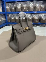 Hermès A貨Birkin錫器灰25/30CM鉑金包 Togo皮金扣 手工油邊 蜜蠟縫線 經典質感