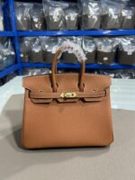 Hermès 原單Birkin金棕色25/30CM鉑金包 Togo皮金扣 手工油邊 蜜蠟縫線 高級質感