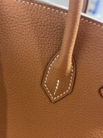 Hermès 復刻版Birkin金棕色25/30CM鉑金包 Togo皮銀扣 減法油邊 手工細節完整還原