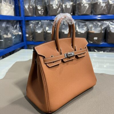 Hermès 復刻版Birkin金棕色25/30CM鉑金包 Togo皮銀扣 減法油邊 手工細節完整還原