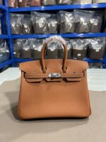 Hermès 復刻版Birkin金棕色25/30CM鉑金包 Togo皮銀扣 減法油邊 手工細節完整還原