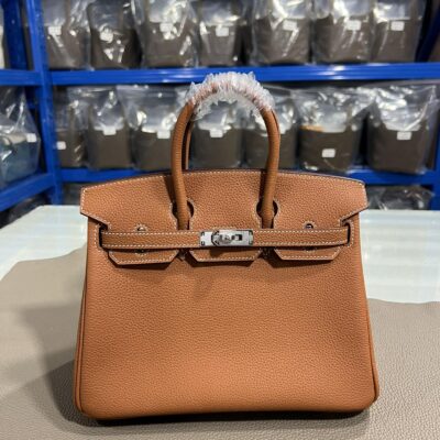 Hermès 復刻版Birkin金棕色25/30CM鉑金包 Togo皮銀扣 減法油邊 手工細節完整還原