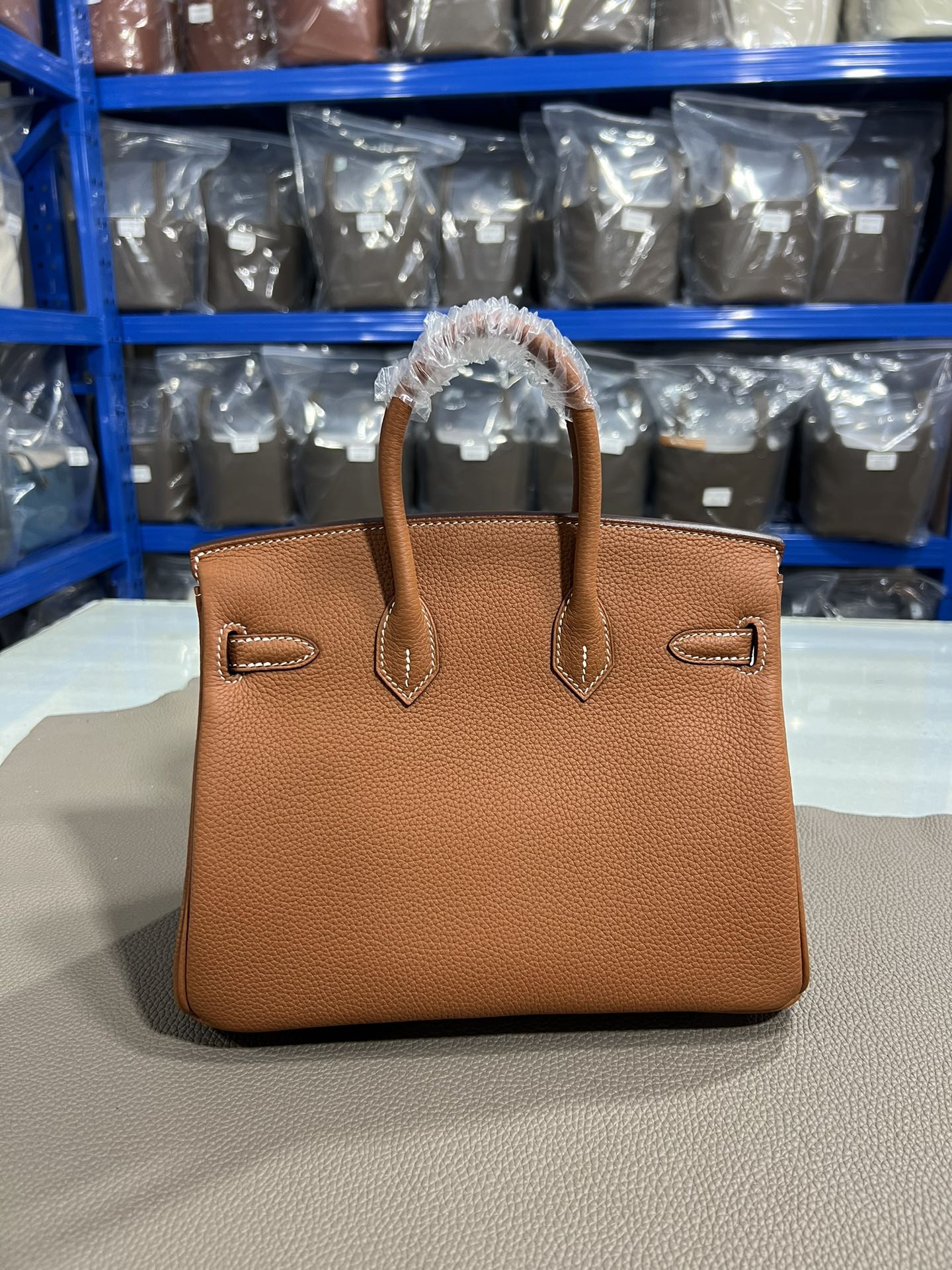 Hermès 復刻版Birkin金棕色25/30CM鉑金包 Togo皮銀扣 減法油邊 手工細節完整還原