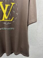 LV 精品仿製 鑽石航線短袖T恤 棕色 烫鑽印花 男女同款