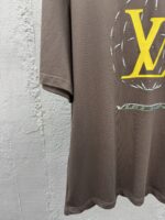 LV 精品仿製 鑽石航線短袖T恤 棕色 烫鑽印花 男女同款