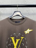 LV 精品仿製 鑽石航線短袖T恤 棕色 烫鑽印花 男女同款