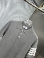 Thom Browne 精品仿製四杠針織Polo衫 復古灰色風格 春夏透氣百搭款