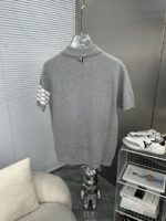 Thom Browne 精品仿製四杠針織Polo衫 復古灰色風格 春夏透氣百搭款