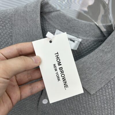 Thom Browne 精品仿製四杠針織Polo衫 復古灰色風格 春夏透氣百搭款
