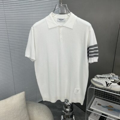 Thom Browne 復刻版白色四杠針織Polo衫 春夏清爽復古 百搭男女同款