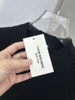 Thom Browne 頂級原單黑色四杠針織Polo衫 復古透氣網紗 男女百搭新款