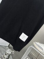 Thom Browne 頂級原單黑色四杠針織Polo衫 復古透氣網紗 男女百搭新款