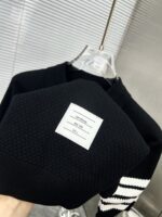 Thom Browne 頂級原單黑色四杠針織Polo衫 復古透氣網紗 男女百搭新款