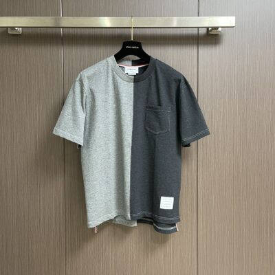 Thom Browne 原單撞色拼接短袖T恤 經典百搭修身款 2025春夏新品