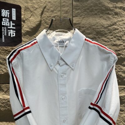 Thom Browne 一比一經典牛津紡長袖襯衫 手臂織帶設計 紳士百搭質感推薦