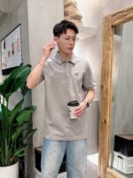 LOEWE 羅意威 2025春夏新款原單Polo衫 男士短袖T恤 灰色絲光棉 高仿精品上衣
