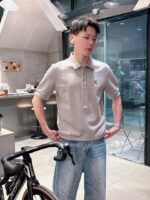 LOEWE 羅意威 2025春夏新款原單Polo衫 男士短袖T恤 灰色絲光棉 高仿精品上衣