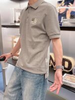 LOEWE 羅意威 2025春夏新款原單Polo衫 男士短袖T恤 灰色絲光棉 高仿精品上衣