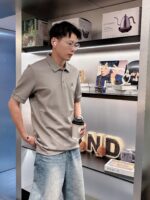 LOEWE 羅意威 2025春夏新款原單Polo衫 男士短袖T恤 灰色絲光棉 高仿精品上衣