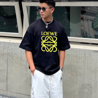 LOEWE 羅意威 黑色 2025春夏新款原單Polo衫 男士短袖T恤 絲光棉 高仿精品上衣