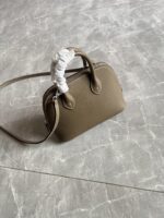 Hermès 一比一Mini Bolide大象灰保齡球包 銀扣圓潤貝殼設計 氣質百搭法式小包