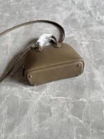 Hermès 一比一Mini Bolide大象灰保齡球包 銀扣圓潤貝殼設計 氣質百搭法式小包