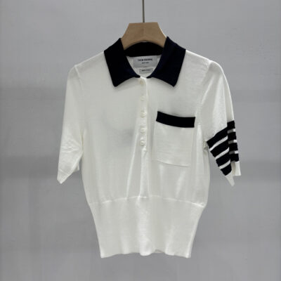 Thom Browne 頂級原單小狗刺繡Polo領針織短袖 氣質簡約 夏季百搭款